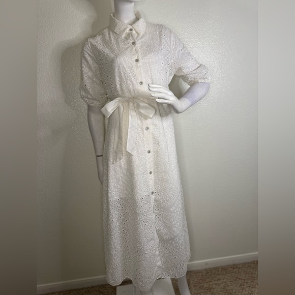 Italian Style EMBROIDERY DRESS WHITE Color 100% Cotton.  #83 - Picture 1 of 16
